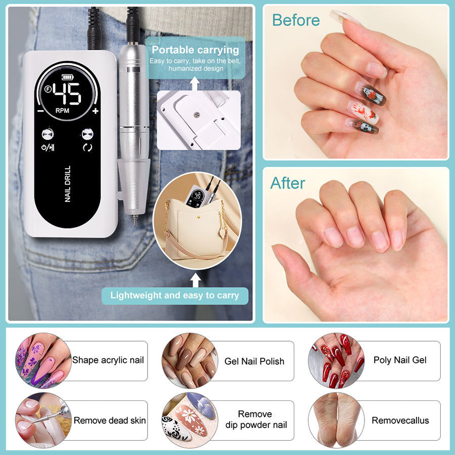 HKM-868051 Rechargeable Electric Nail Grinding Machine for Nail Art with Polishing Accessories