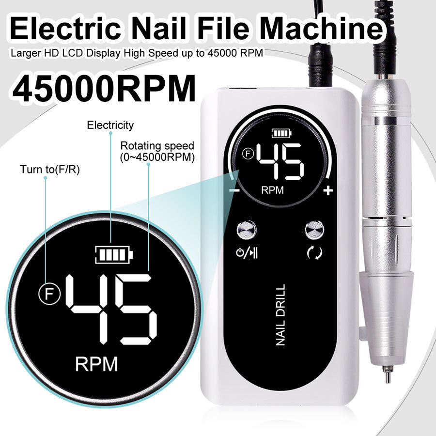 HKM-868051 Rechargeable Electric Nail Grinding Machine for Nail Art with Polishing Accessories