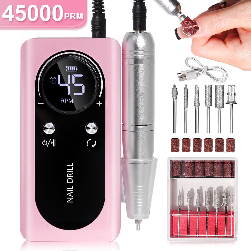 HKM-868051 Rechargeable Electric Nail Grinding Machine for Nail Art with Polishing Accessories