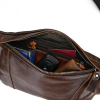 HKM-353363 Genuine Leather Crossbody Chest Bag in Brown Vintage Cowhide for Men and Women