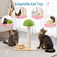 HKM-971795 Interactive Wooden Cat Scratching Post with Sisal Rope and Track Ball, 20" Scratch Pad
