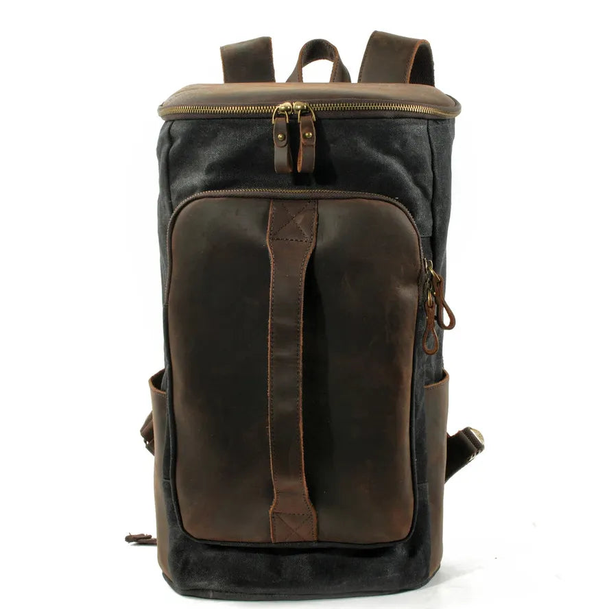HKM-595795 Canvas Weekend Duffle Bag with Leather Trim for Men - 26x23x43cm