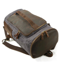 HKM-595795 Canvas Weekend Duffle Bag with Leather Trim for Men - 26x23x43cm