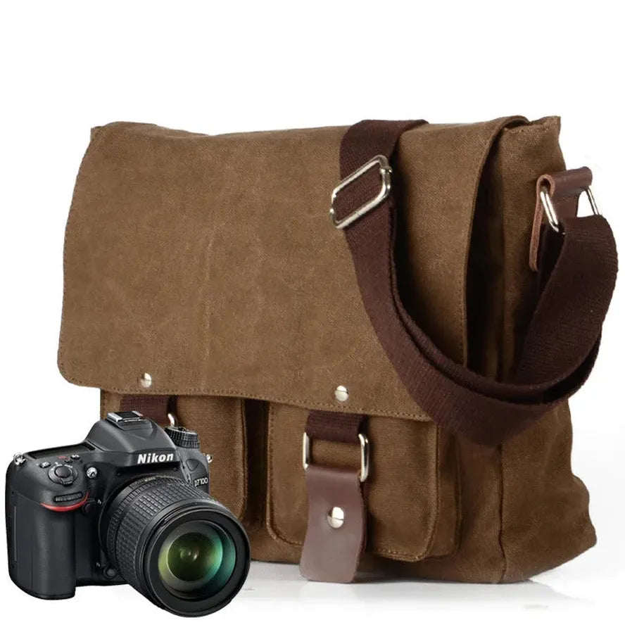 KTX-007571 Canvas Crossbody Shoulder Bag for Micro SLR Cameras - Eco-Friendly Design