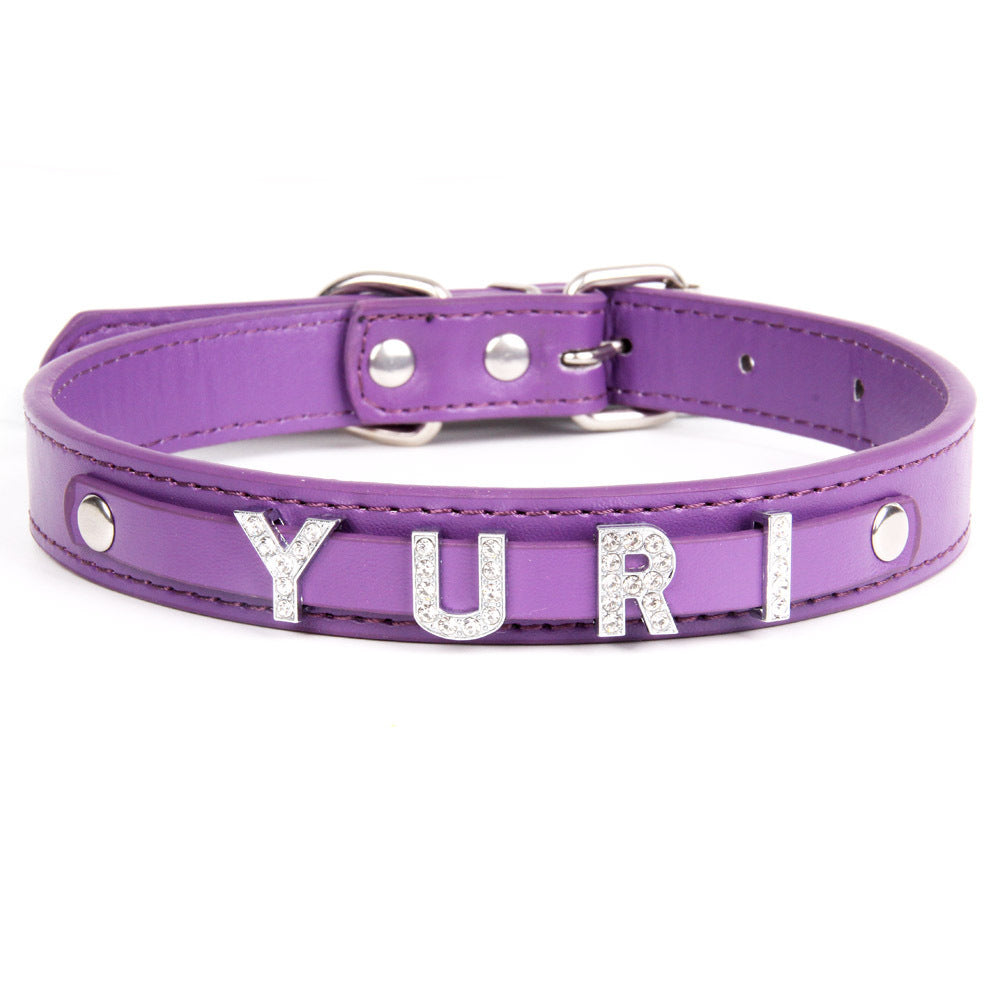 HKM-863827 Personalized PU Leather Pet Collar for Small and Medium Dogs with Convenient Alloy Nail Design