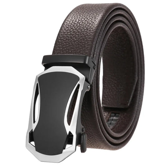HKM-274003 Men's Automatic Ratchet Belt - Custom Fit Fashion Accessory with Adjustable Sizing