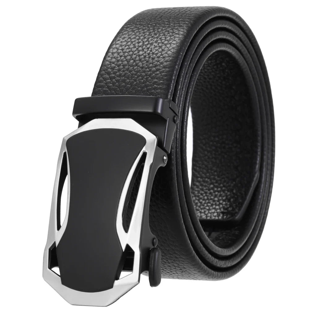 HKM-274003 Men's Automatic Ratchet Belt - Custom Fit Fashion Accessory with Adjustable Sizing