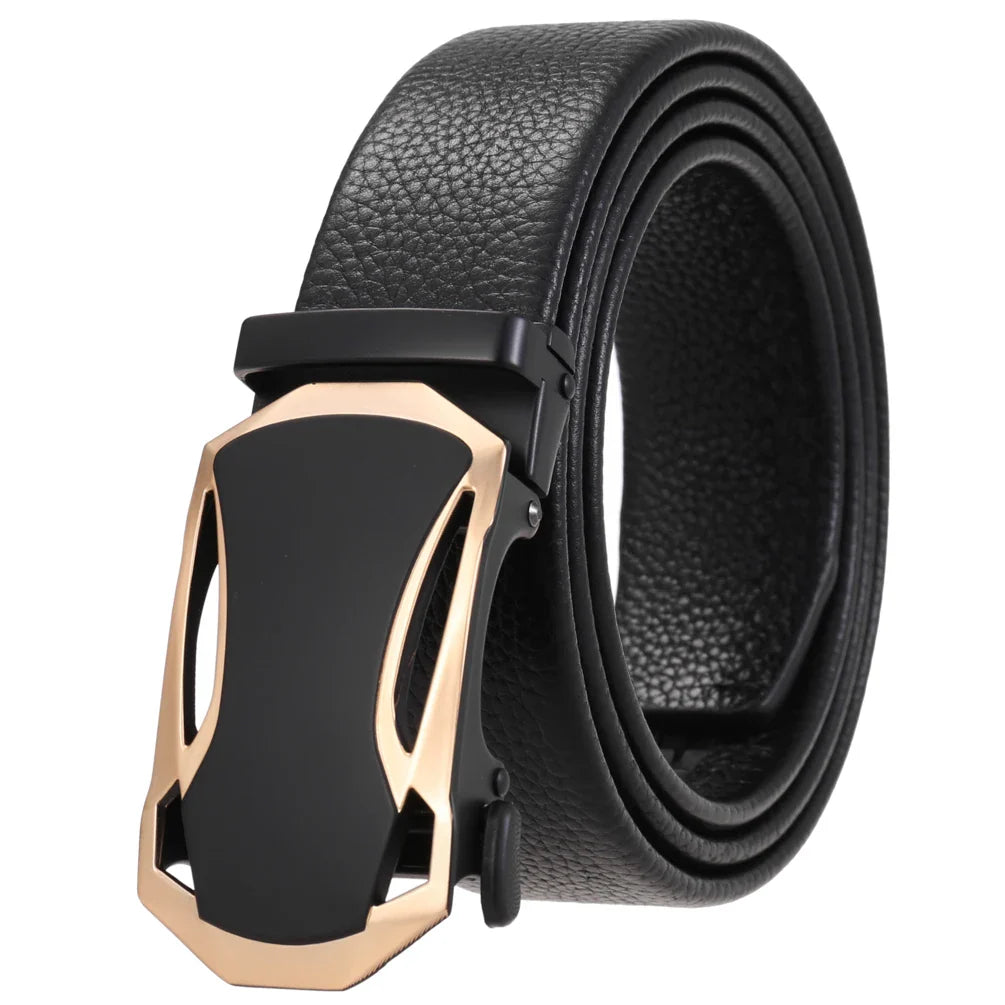 HKM-274003 Men's Automatic Ratchet Belt - Custom Fit Fashion Accessory with Adjustable Sizing