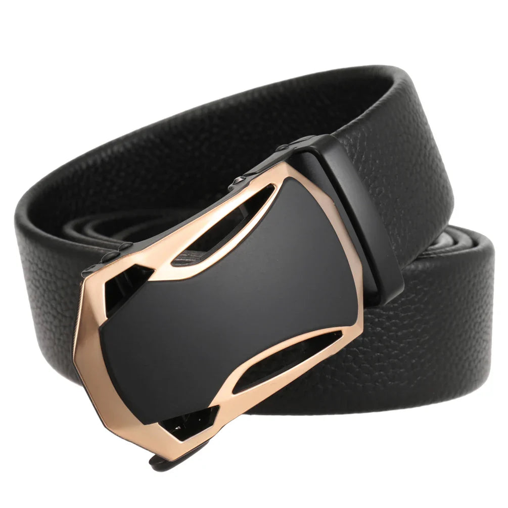 HKM-274003 Men's Automatic Ratchet Belt - Custom Fit Fashion Accessory with Adjustable Sizing