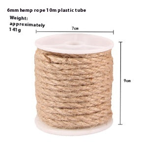 HKM-905107 Sisal Rope for Cat Scratching Posts - 6mm Diameter, Natural Fiber, 10FT to 66FT Options Available