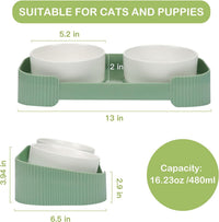 HKM-973139 Elevated Ceramic Cat Bowls with Tilted Stand for Easy Digestion and Anti-Vomiting Design