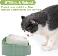 HKM-973139 Elevated Ceramic Cat Bowls with Tilted Stand for Easy Digestion and Anti-Vomiting Design