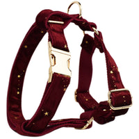 HKM-107027 Velvet Fabric Dog Collar Set with Leash, Bow, Flower, Vest, and Poop Bag