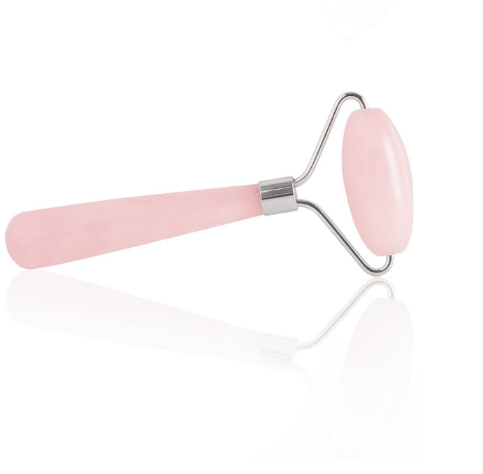 HKM-930707 Rose Quartz Roller Massage Tool for Neck, Face, Back, and Foot Care - 120mm Size