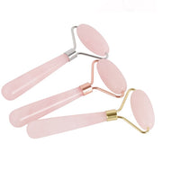 HKM-930707 Rose Quartz Roller Massage Tool for Neck, Face, Back, and Foot Care - 120mm Size