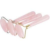 HKM-930707 Rose Quartz Roller Massage Tool for Neck, Face, Back, and Foot Care - 120mm Size