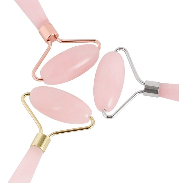 HKM-930707 Rose Quartz Roller Massage Tool for Neck, Face, Back, and Foot Care - 120mm Size