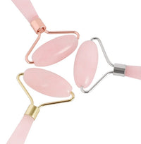 HKM-930707 Rose Quartz Roller Massage Tool for Neck, Face, Back, and Foot Care - 120mm Size