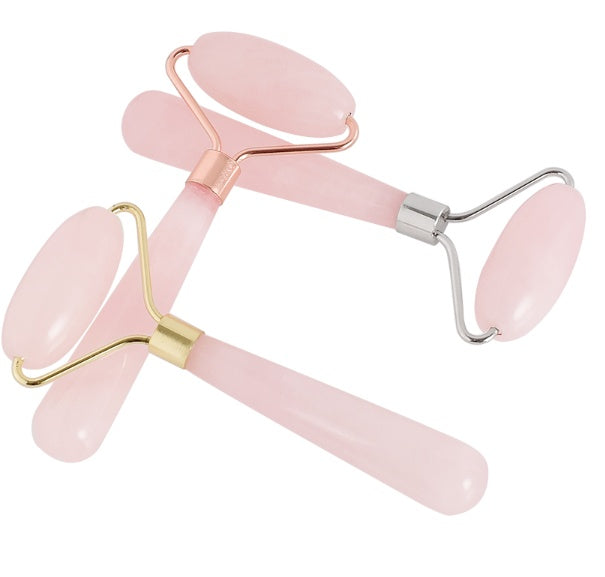 HKM-930707 Rose Quartz Roller Massage Tool for Neck, Face, Back, and Foot Care - 120mm Size