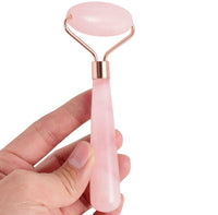 HKM-930707 Rose Quartz Roller Massage Tool for Neck, Face, Back, and Foot Care - 120mm Size