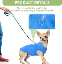 HKM-737235 Warm Fleece Dog Sweater with D-Ring Leash Attachment - 2-Pack Pullover for Small Dogs in Pink & Purple or Blue & Green