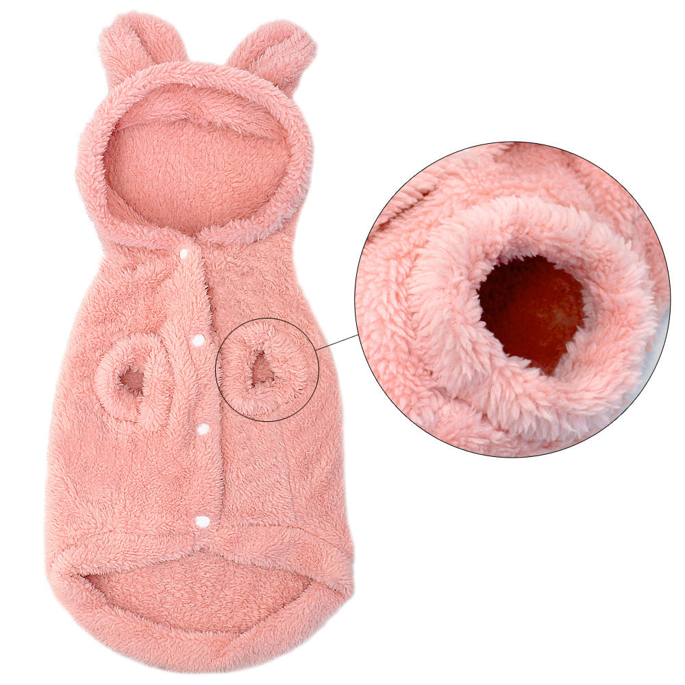 HKM-033939 Small Dog Cozy Warm Cartoon Clothing - Double-Sided Velvet Fabric in Sizes S-2XL