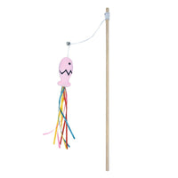 HKM-939219 Interactive Cat Wand with Catnip Fish, Colorful Ribbons, and Bells – Engaging Toy for Indoor Cats and Kittens