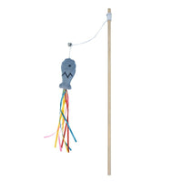 HKM-939219 Interactive Cat Wand with Catnip Fish, Colorful Ribbons, and Bells – Engaging Toy for Indoor Cats and Kittens