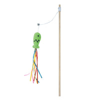 HKM-939219 Interactive Cat Wand with Catnip Fish, Colorful Ribbons, and Bells – Engaging Toy for Indoor Cats and Kittens