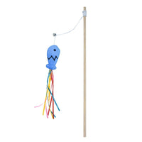 HKM-939219 Interactive Cat Wand with Catnip Fish, Colorful Ribbons, and Bells – Engaging Toy for Indoor Cats and Kittens