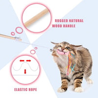 HKM-939219 Interactive Cat Wand with Catnip Fish, Colorful Ribbons, and Bells – Engaging Toy for Indoor Cats and Kittens