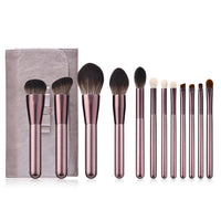 HKM-887059 12-Piece Makeup Brush Set with Nylon Bristles and Long Wooden Handles