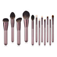 HKM-887059 12-Piece Makeup Brush Set with Nylon Bristles and Long Wooden Handles