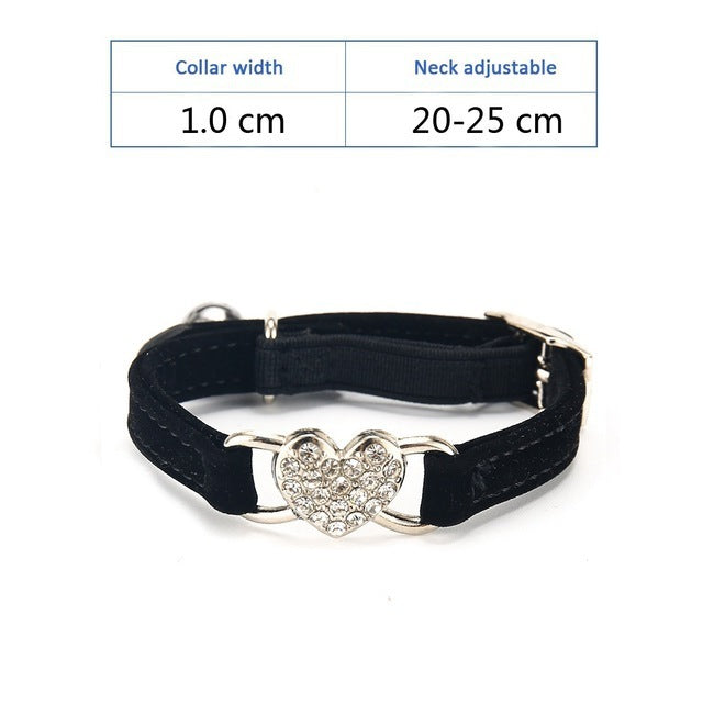 HKM-662611 Plush Fabric Pet Collar with Elastic Design and Bell - Monochrome Color Options