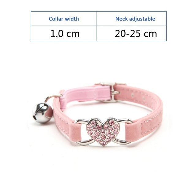 HKM-662611 Plush Fabric Pet Collar with Elastic Design and Bell - Monochrome Color Options