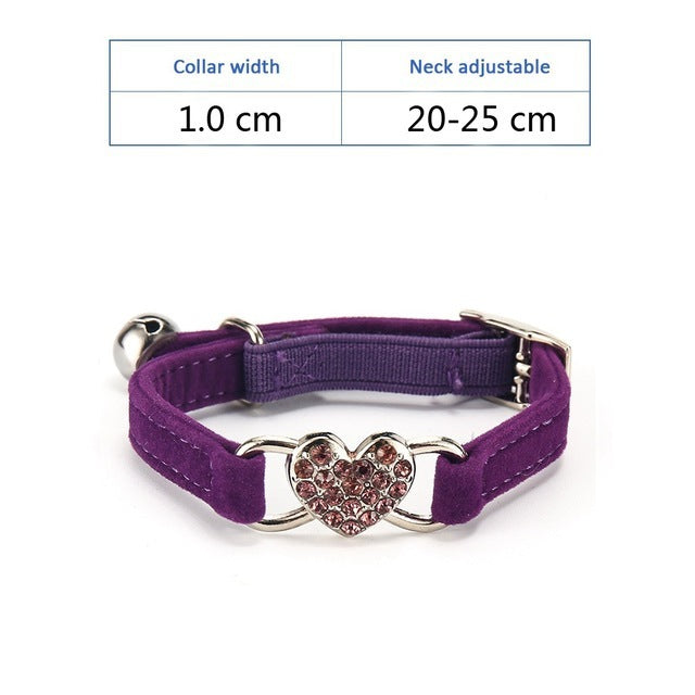 HKM-662611 Plush Fabric Pet Collar with Elastic Design and Bell - Monochrome Color Options
