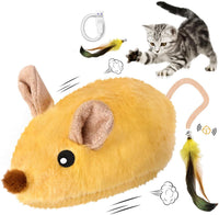 HKM-790867 Automatic Moving LED Cat Mouse Toy with Feather and Bell Tail for Indoor Cats, Rechargeable with Randomized Movement