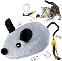 HKM-790867 Automatic Moving LED Cat Mouse Toy with Feather and Bell Tail for Indoor Cats, Rechargeable with Randomized Movement