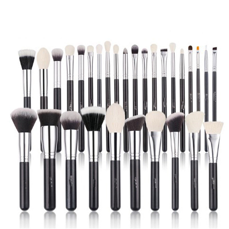 HKM-885907 30-Piece Wooden Handle Animal Hair Makeup Brush Set for Professional Makeup Application