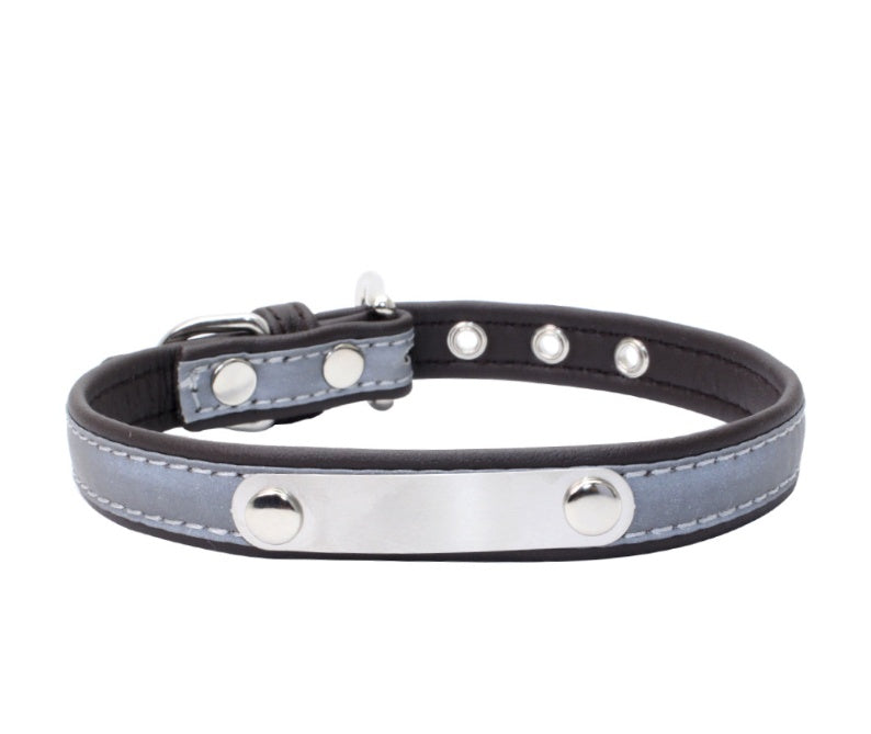 HKM-825299 Stainless Steel Iron Lettering Anti-Lost Dog Collar with Comfortable Microfiber Chain
