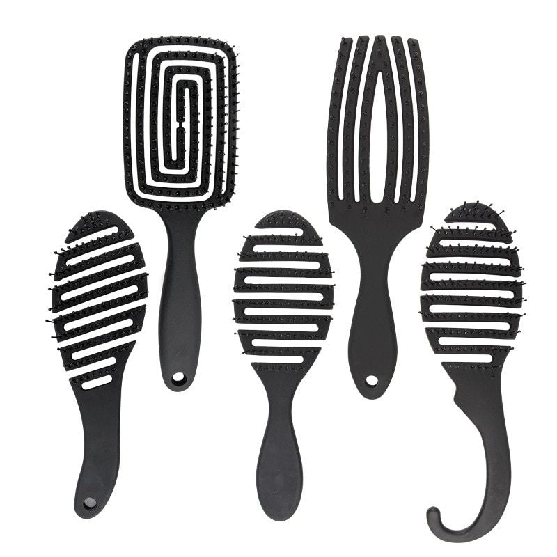 HKM-517907 Curved Black Comb with Eight Claws for Versatile Styling