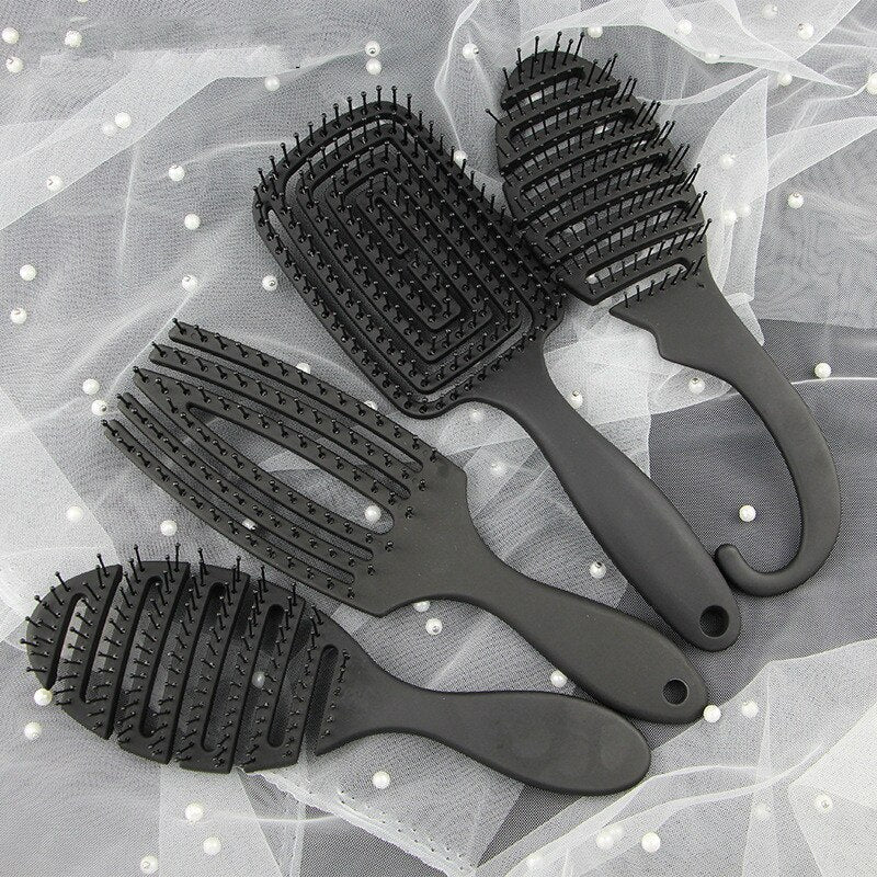 HKM-517907 Curved Black Comb with Eight Claws for Versatile Styling