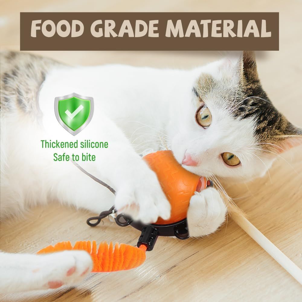 HKM-821331 Interactive Self-Rolling Cat Ball Toy with Mouse Cord for Indoor Playtime