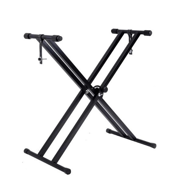 KTX-942995 Adjustable Double-Tube Keyboard Stand for Electronic Organs - Black Iron Construction