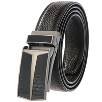 HKM-528403 Men's Automatic Buckle Leather Belt with Simple Alloy Design