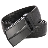 HKM-528403 Men's Automatic Buckle Leather Belt with Simple Alloy Design