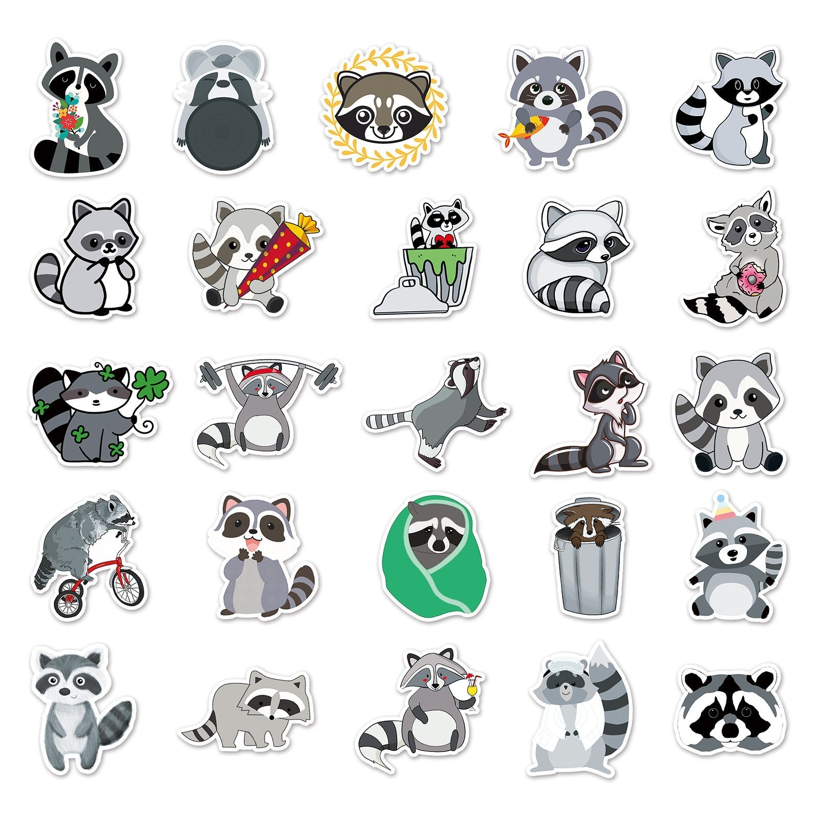 KTX-153747 Coati Cute Decorative Waterproof Stickers - 50 Sheets (5.5-8.5cm)