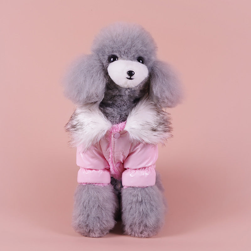 HKM-434579 Puppy Cute Padded Down Jacket for Winter Warmth in Blue, Red, and Pink