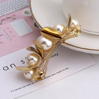 HKM-816275 Elegant Geometric Alloy Hair Clip with Diamond Finish - 6.7 x 2 cm