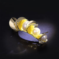HKM-816275 Elegant Geometric Alloy Hair Clip with Diamond Finish - 6.7 x 2 cm